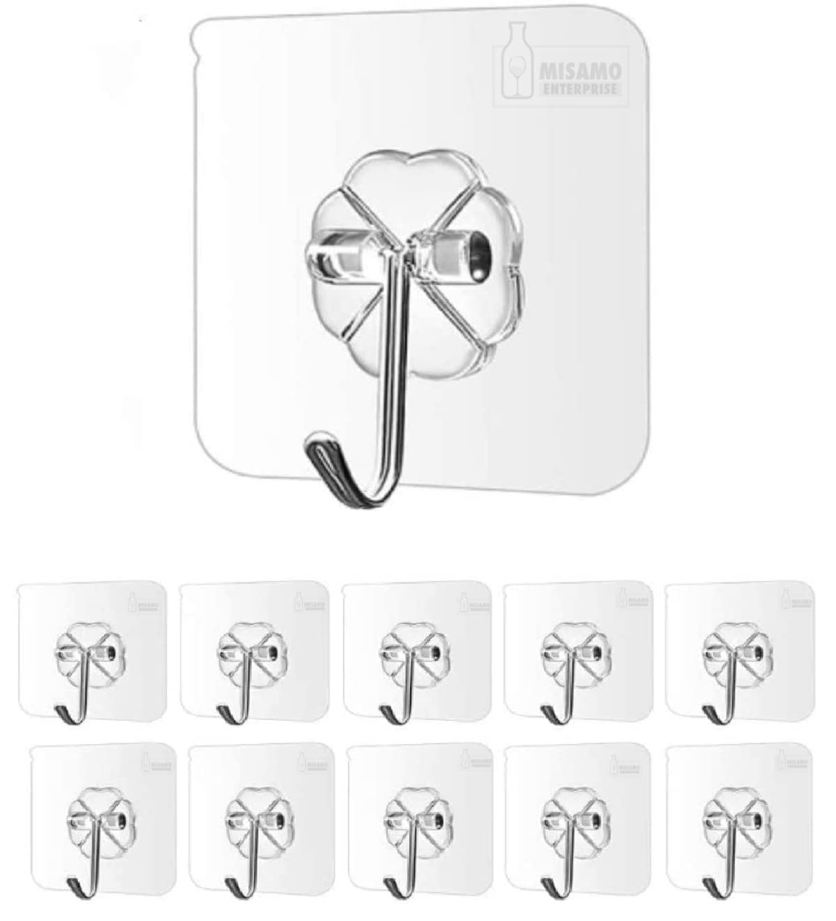 Misamo Enterprise PVC Wall Hooks Transparent